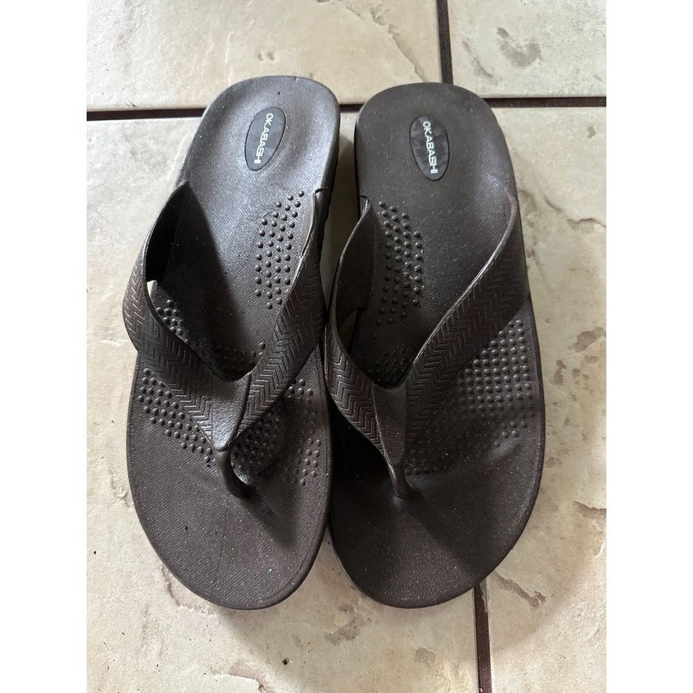Okabashi BROWN Comfort Flip Flops with Ergonomic Footbed and Non-Slip Sole